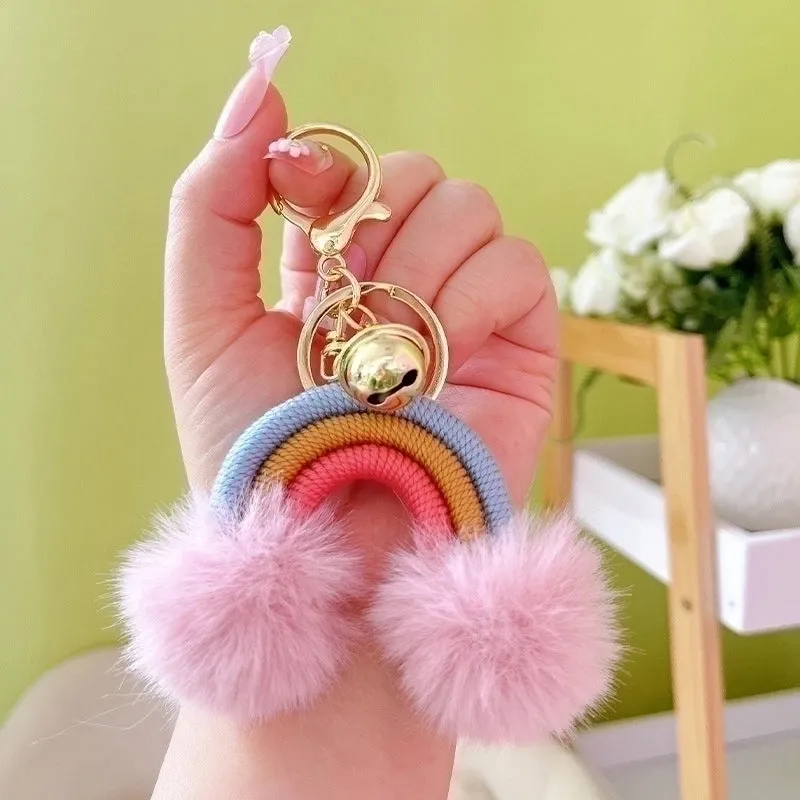 1 Piece Cute Rainbow Cotton String Knitting Women's Keychain