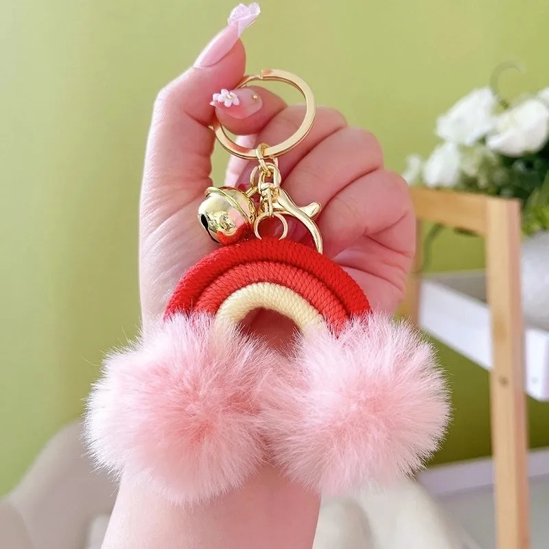 1 Piece Cute Rainbow Cotton String Knitting Women's Keychain