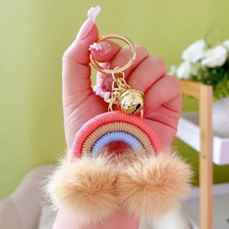 1 Piece Cute Rainbow Cotton String Knitting Women's Keychain