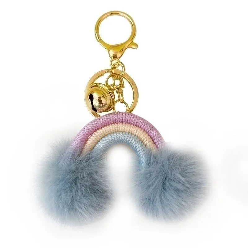 1 Piece Cute Rainbow Cotton String Knitting Women's Keychain