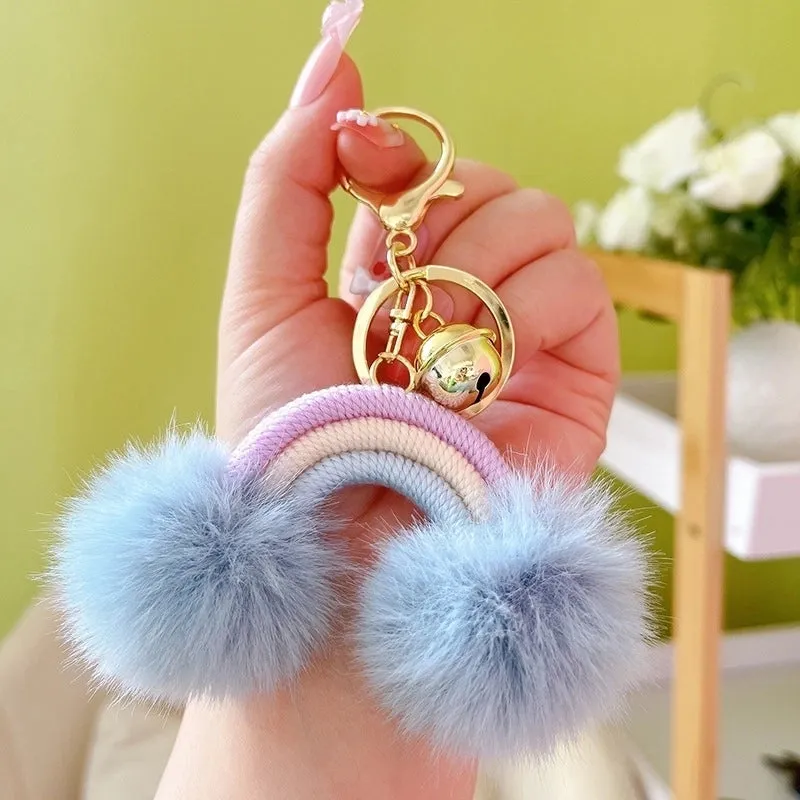 1 Piece Cute Rainbow Cotton String Knitting Women's Keychain