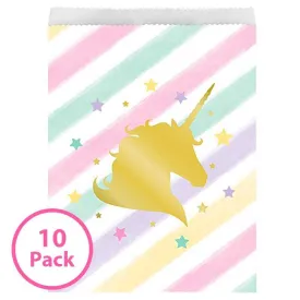 10 Pack Unicorn Lolly Paper Bags - 22cm x 16cm