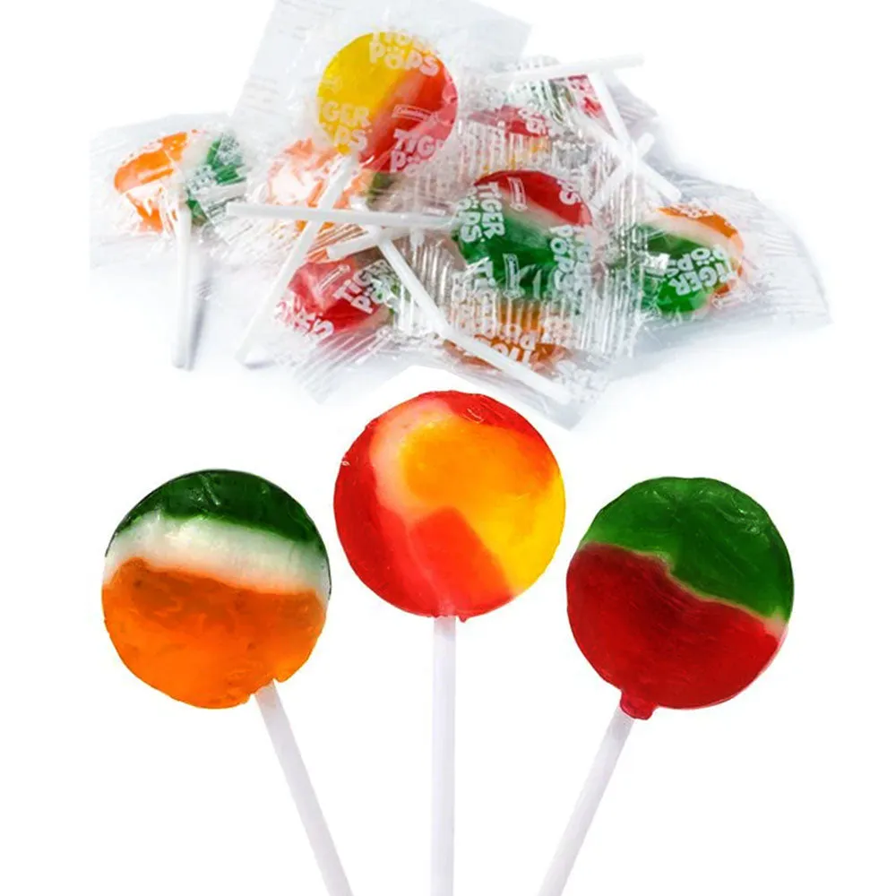 12 Bags Tiger Pops Flat Lollipops Suckers Candies Hard Candy Party Pinata 3.5oz