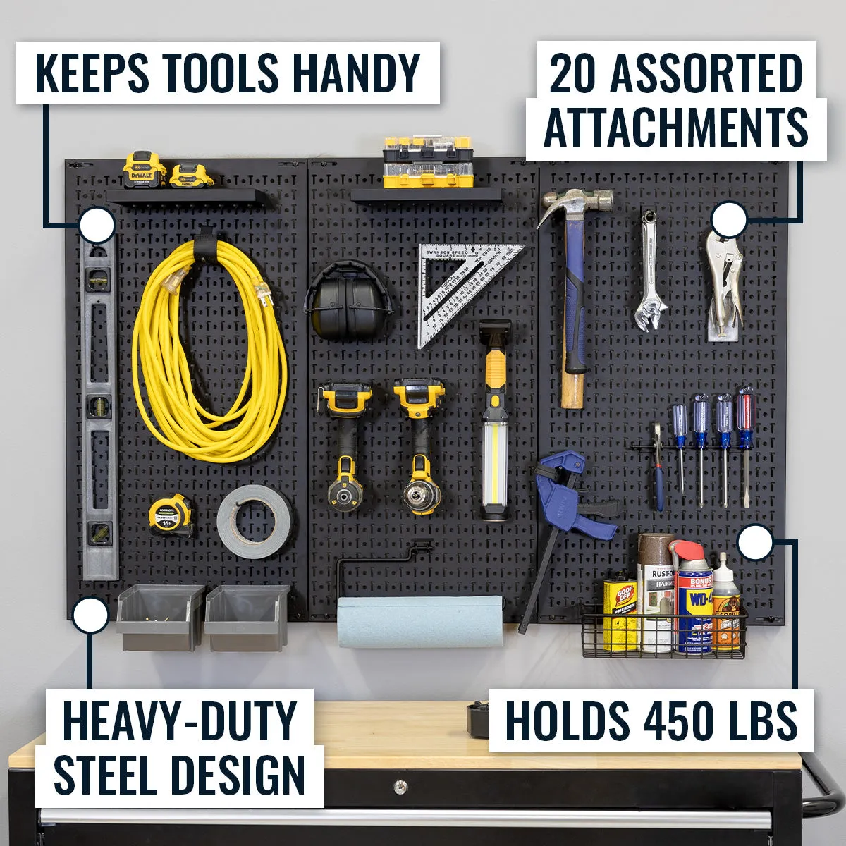 51" x 32" Pristine Pegboard |20 Attachments
