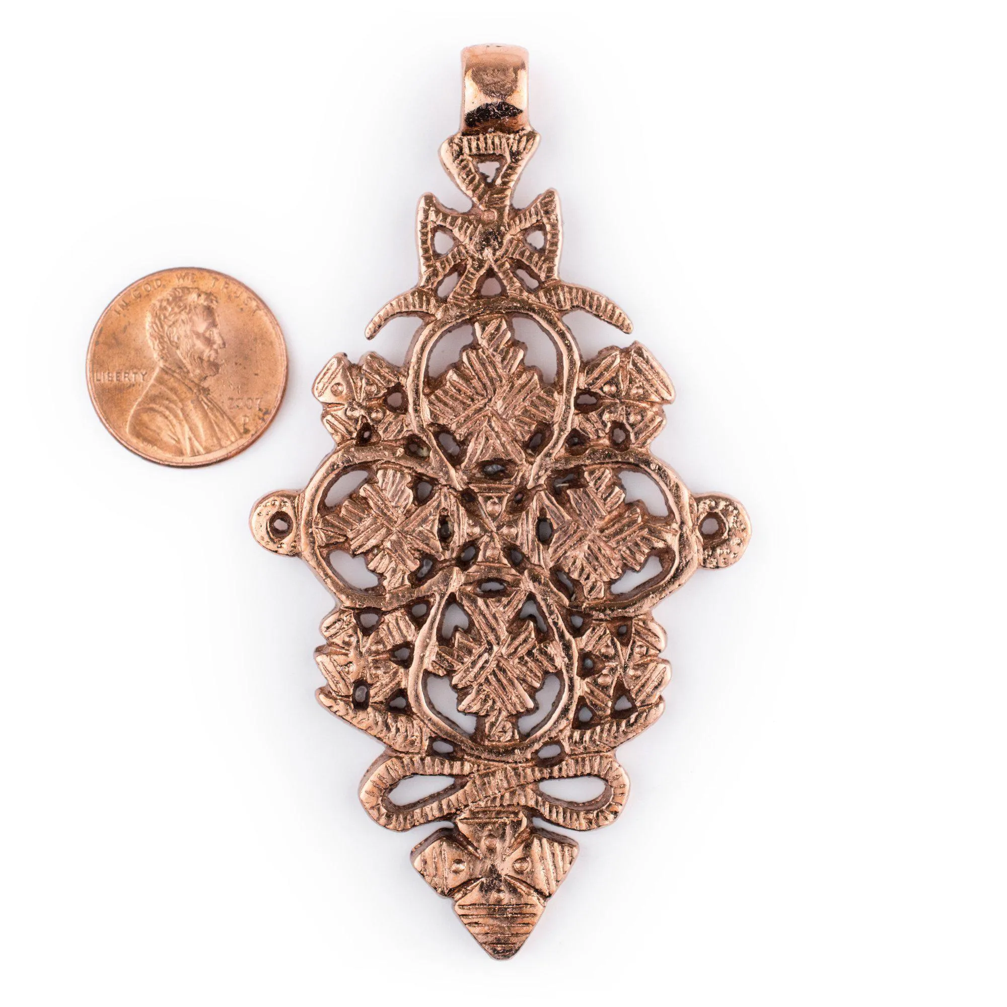 Adama Copper Coptic Cross Pendant (45x85mm)