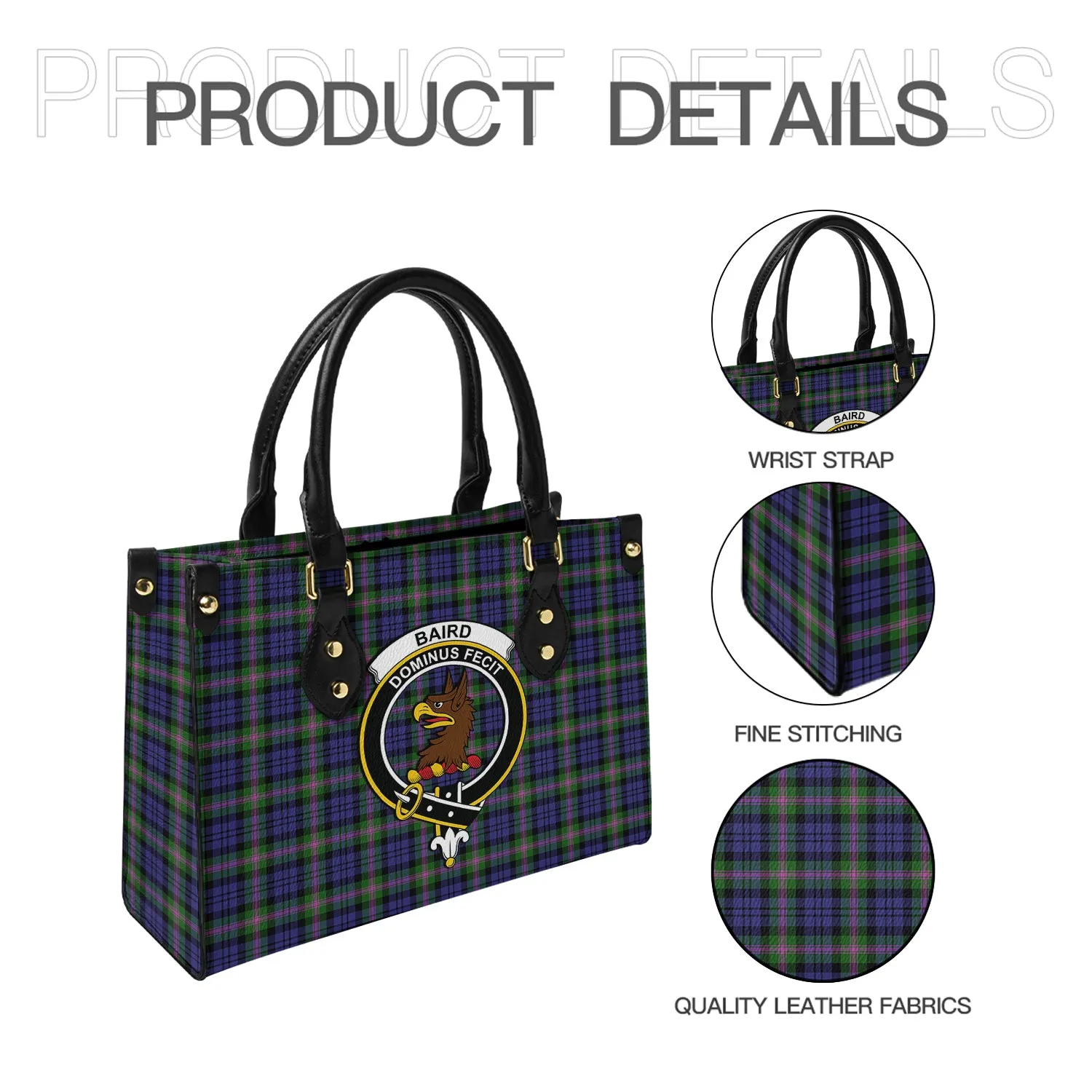 Baird Modern Tartan Leather Bag with Family Crest