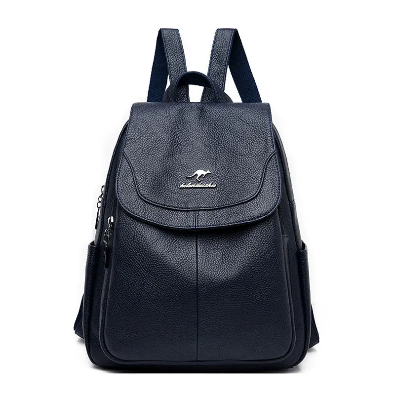 Barci Kangaroo Backpack Women's Genuine Leather 2024 New Fashionable Backpack Middle-Aged Ladieswear Travel Bag Soft Leather Large Capacity