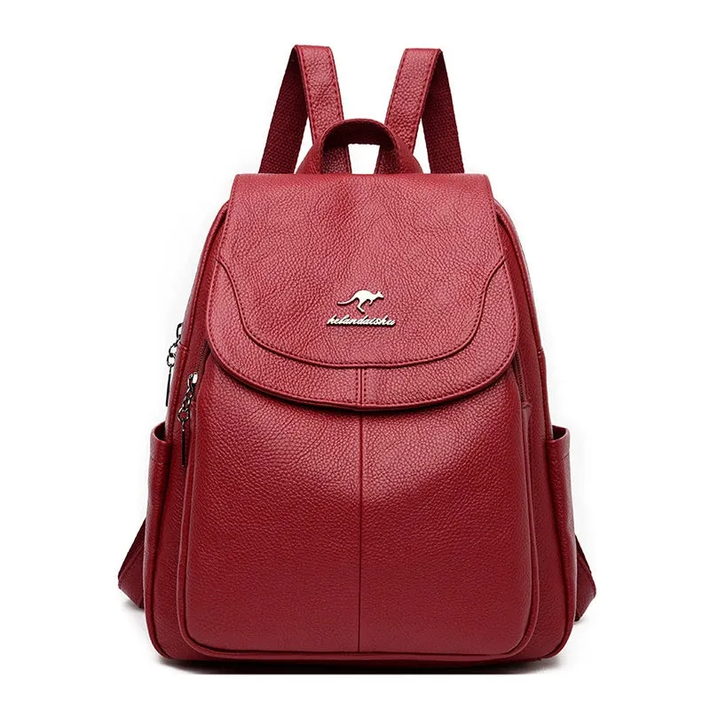 Barci Kangaroo Backpack Women's Genuine Leather 2024 New Fashionable Backpack Middle-Aged Ladieswear Travel Bag Soft Leather Large Capacity