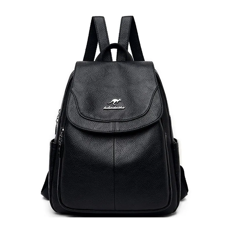 Barci Kangaroo Backpack Women's Genuine Leather 2024 New Fashionable Backpack Middle-Aged Ladieswear Travel Bag Soft Leather Large Capacity