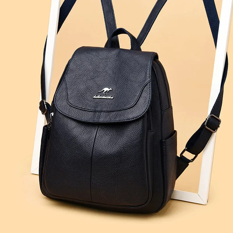 Barci Kangaroo Backpack Women's Genuine Leather 2024 New Fashionable Backpack Middle-Aged Ladieswear Travel Bag Soft Leather Large Capacity