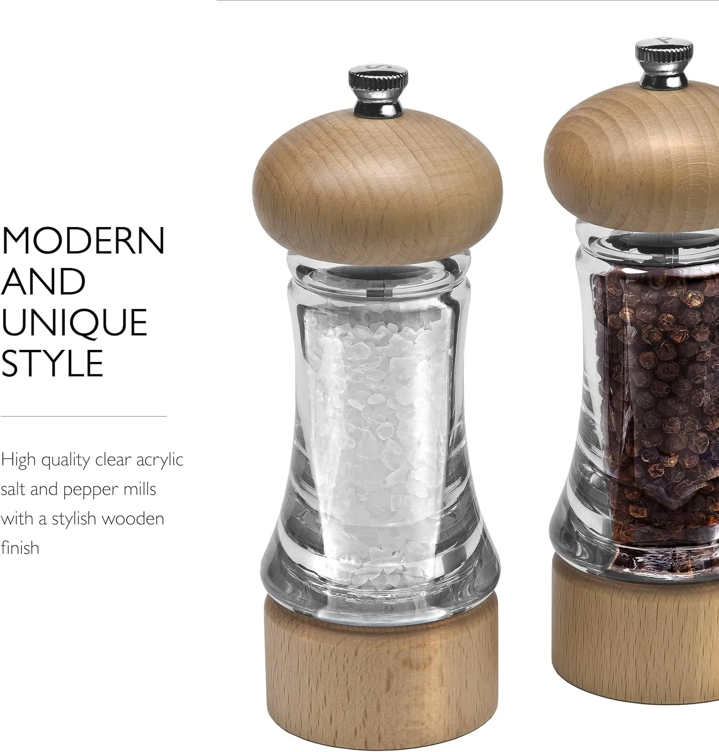 Beech Wood & Acrylic Salt & Pepper Mill Set by Cole & Mason
