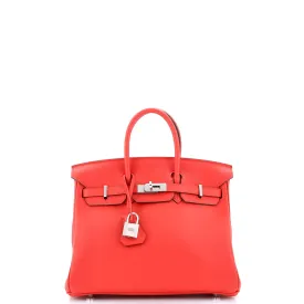 Birkin Handbag Rouge Tomate Swift with Palladium Hardware 25