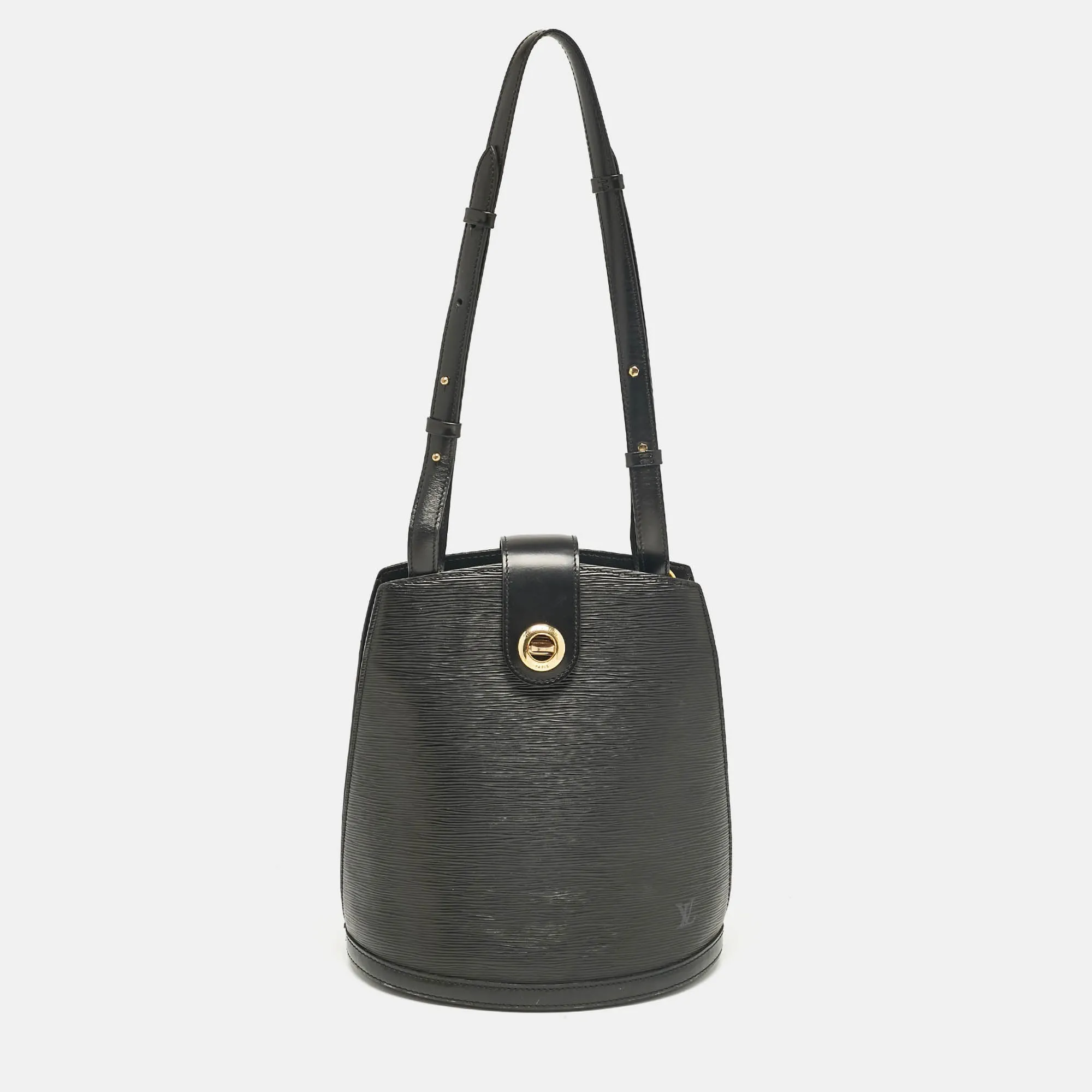 Black Epi Leather Cluny Bucket Bag