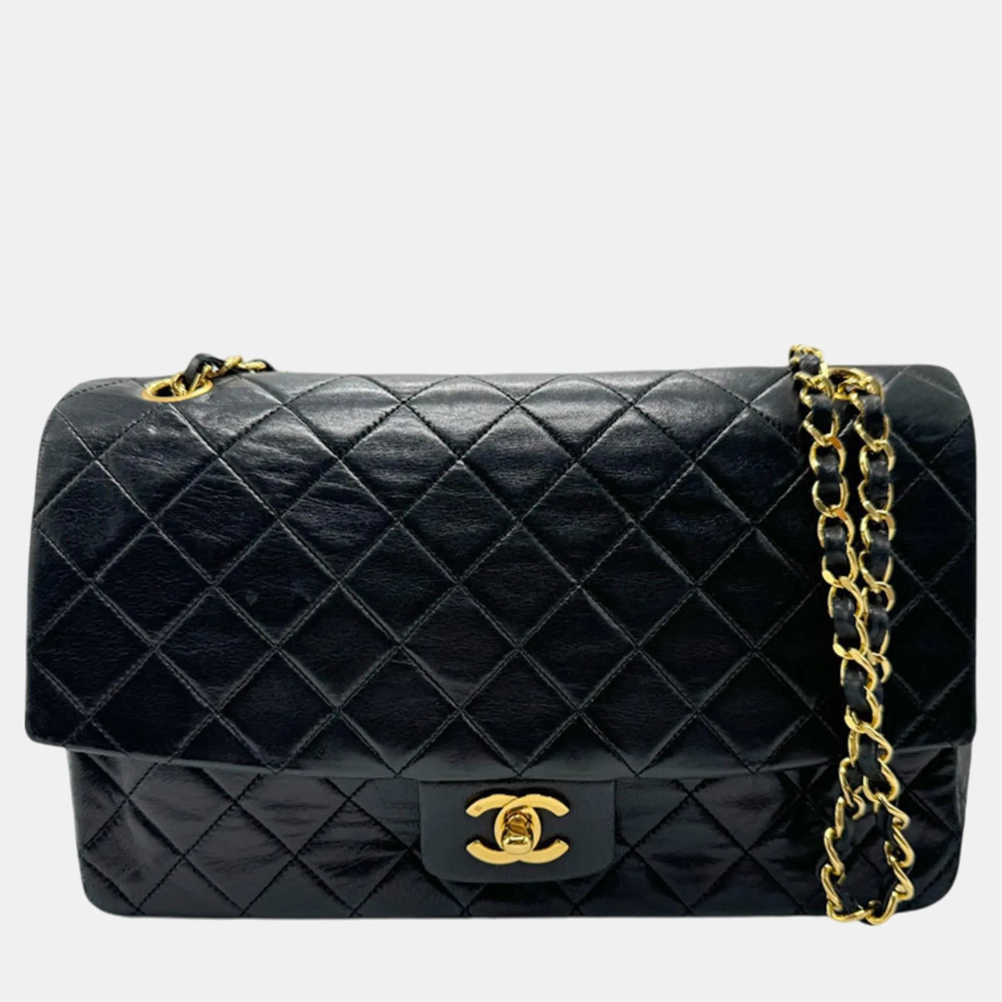 Black Gold Lambskin Shoulder Bag