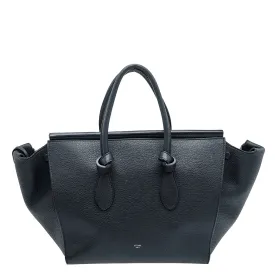 Black Leather Small Tie Tote