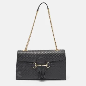Black Microguccissima Leather Medium Emily Shoulder Bag