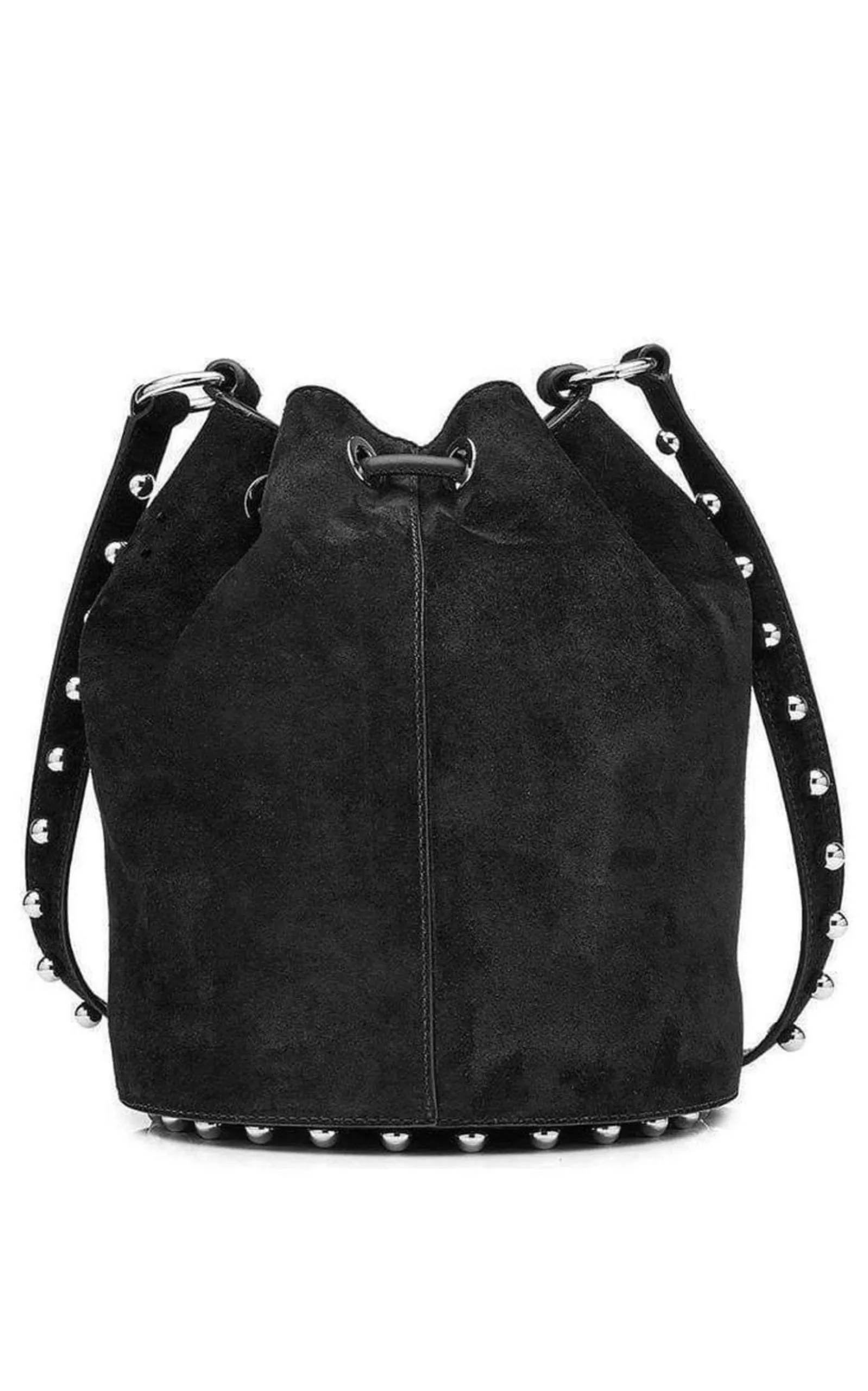 Black Suede Alpha Bucket Bag