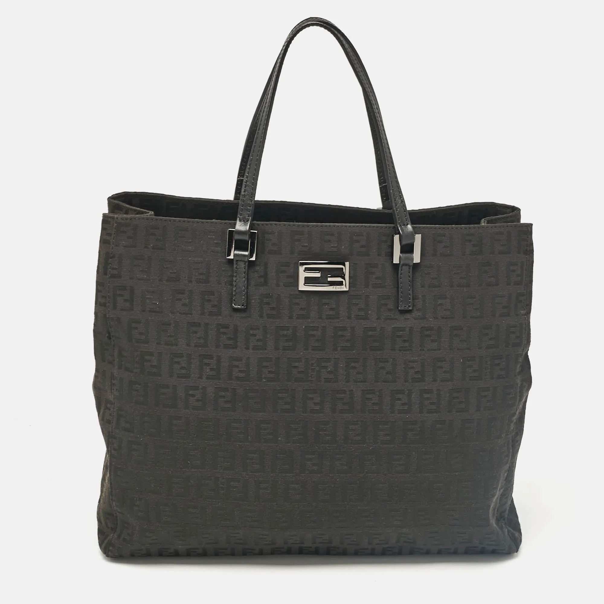 Black Zucchino Fabric and Leather Tote
