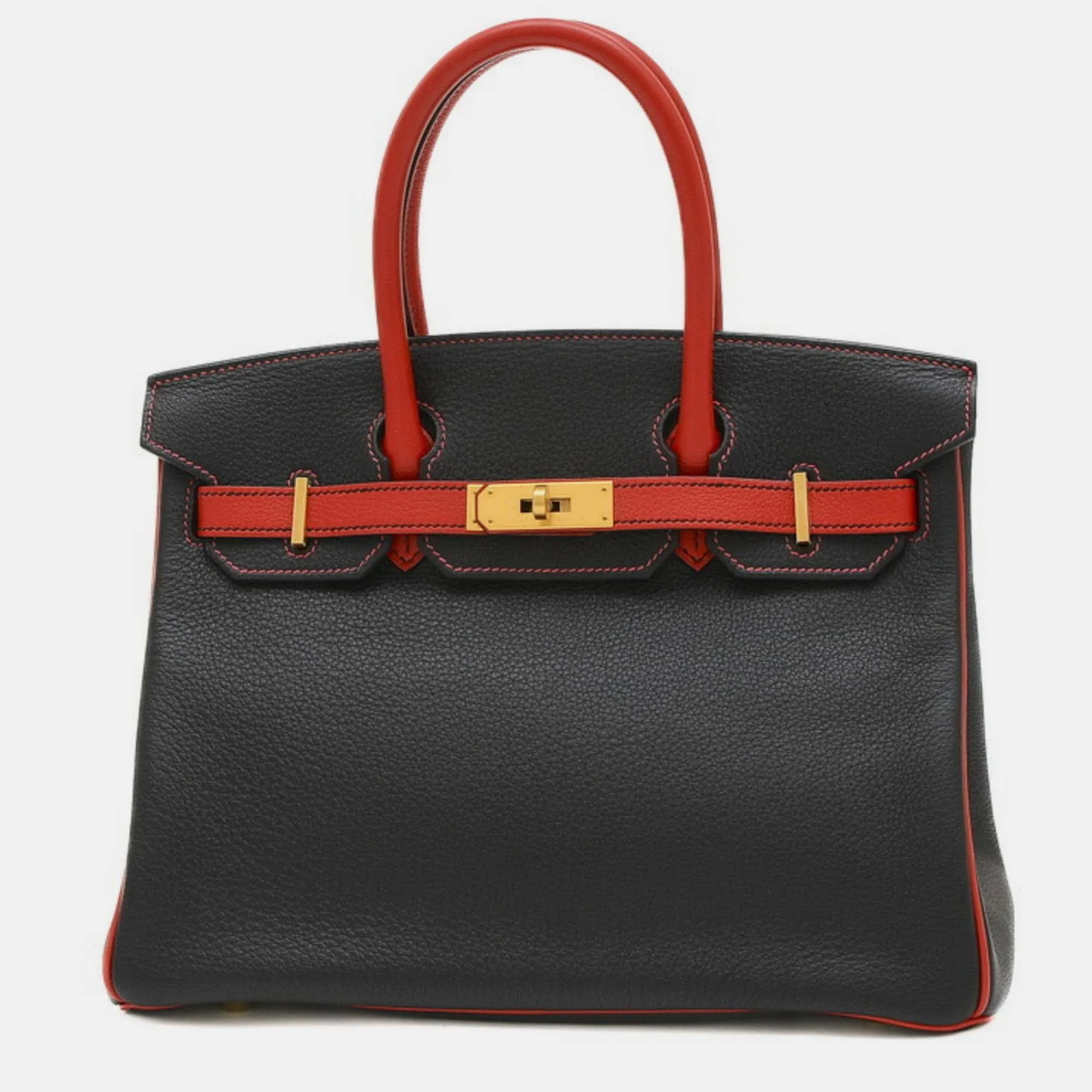 Black/Rouge Casaque Togo Leather Birkin 30 Tote Bag
