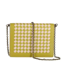Bottega Veneta Intrecciato Small Chain Wallet Bag in Green Leather