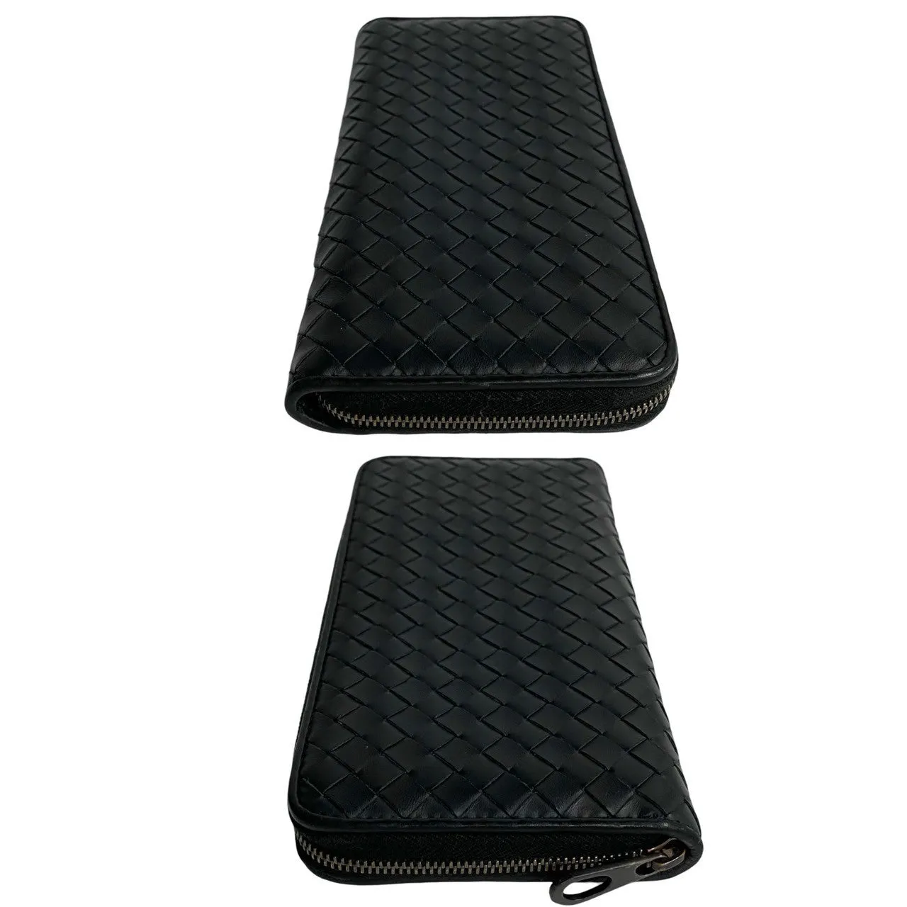 Bottega Veneta Leather Intrecciato Bifold Wallet Black