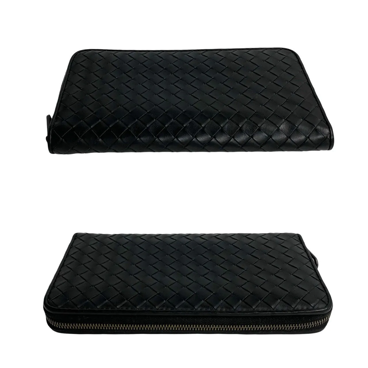 Bottega Veneta Leather Intrecciato Bifold Wallet Black