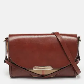 Brown/Beige Nova Check Canvas and Leather Abbott Shoulder Bag
