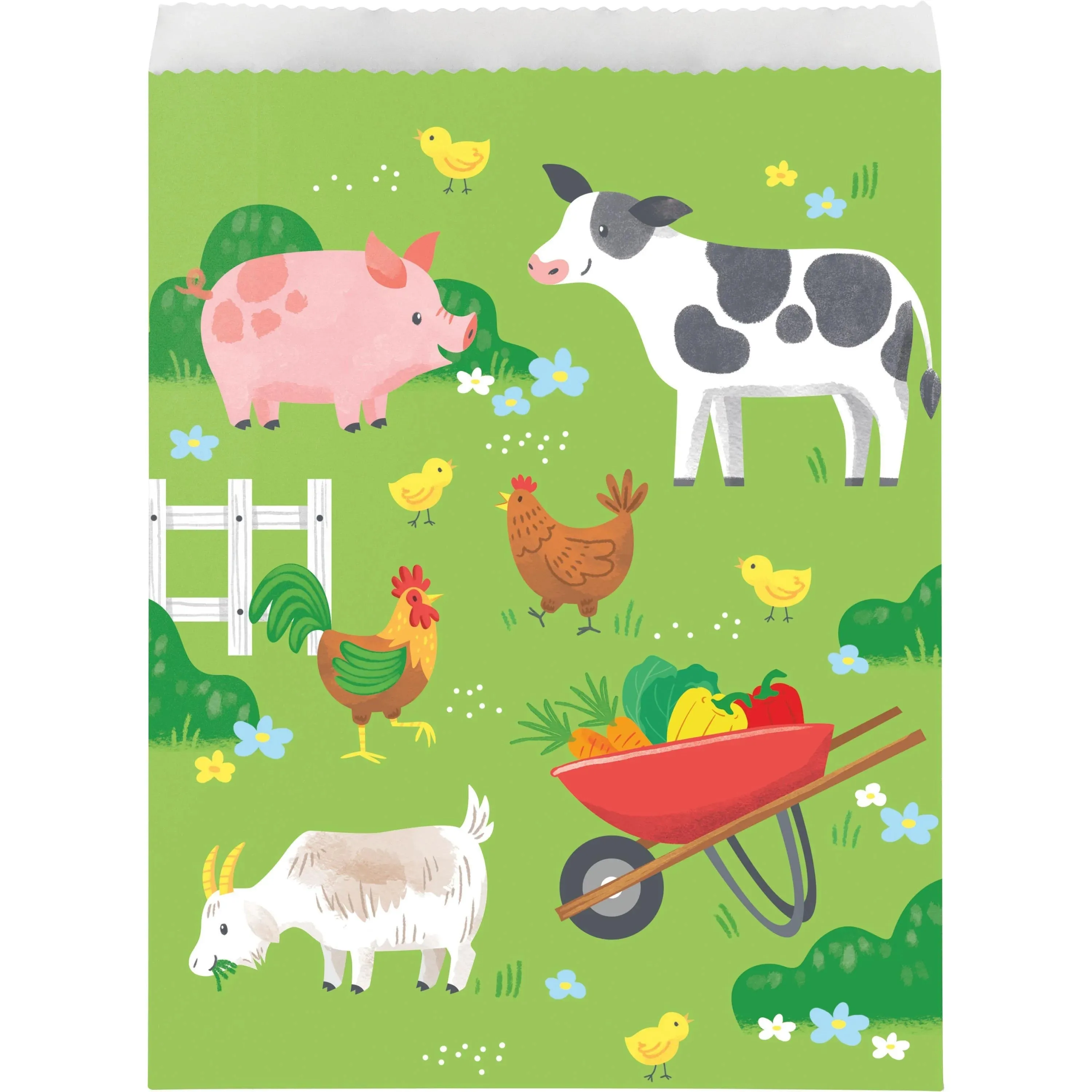 Bulk Farm Animals Paper Treat Bags, Large (96 per Case)