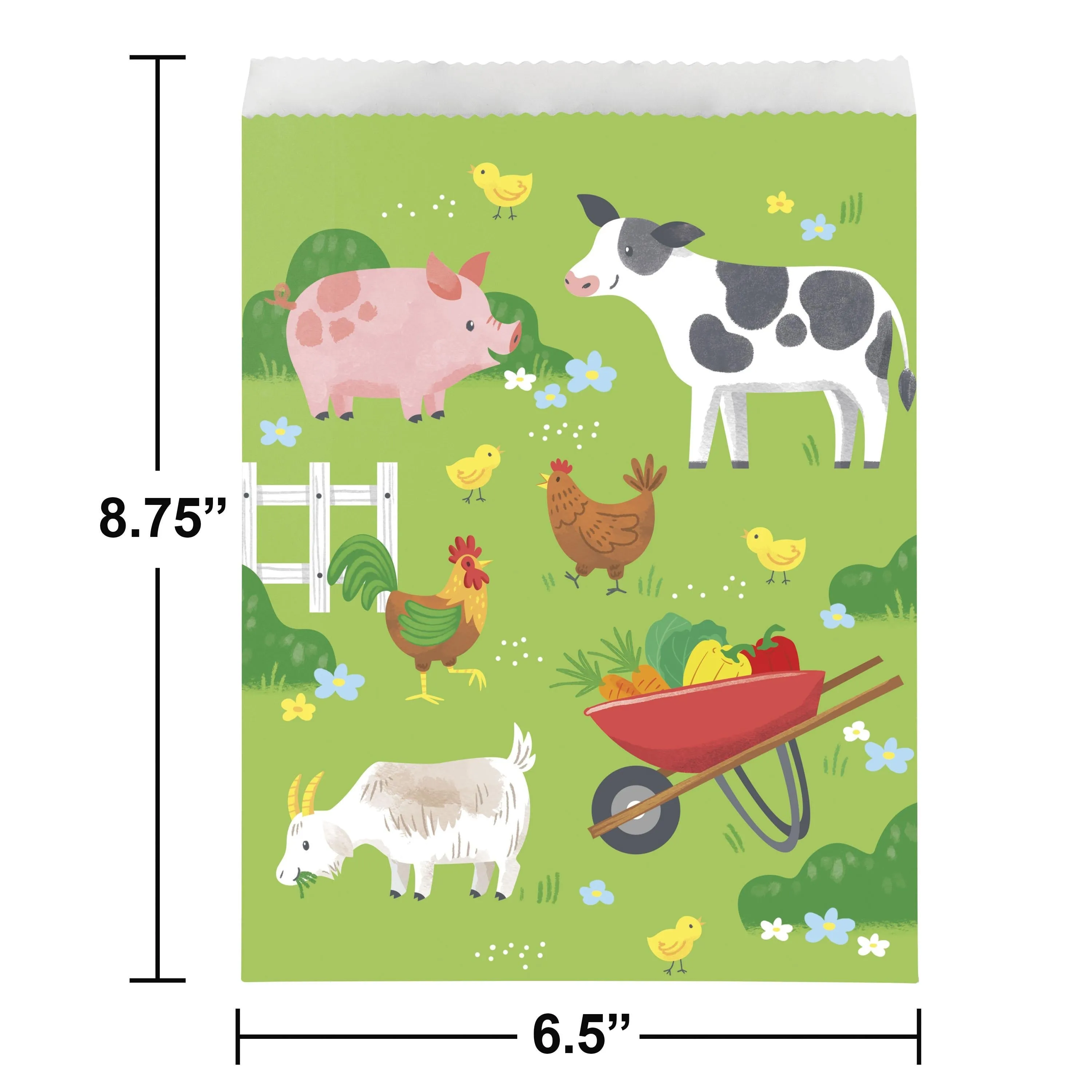 Bulk Farm Animals Paper Treat Bags, Large (96 per Case)