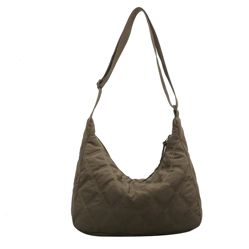 Canvas down Bag Female 2024 New Arrival Tide Fashion Shoulder Bag Quilted Tote Bag Easiest for Match Large-Capacity Crossbody Bag