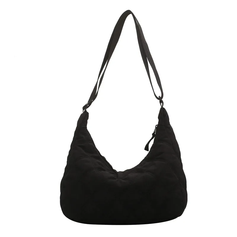 Canvas down Bag Female 2024 New Arrival Tide Fashion Shoulder Bag Quilted Tote Bag Easiest for Match Large-Capacity Crossbody Bag