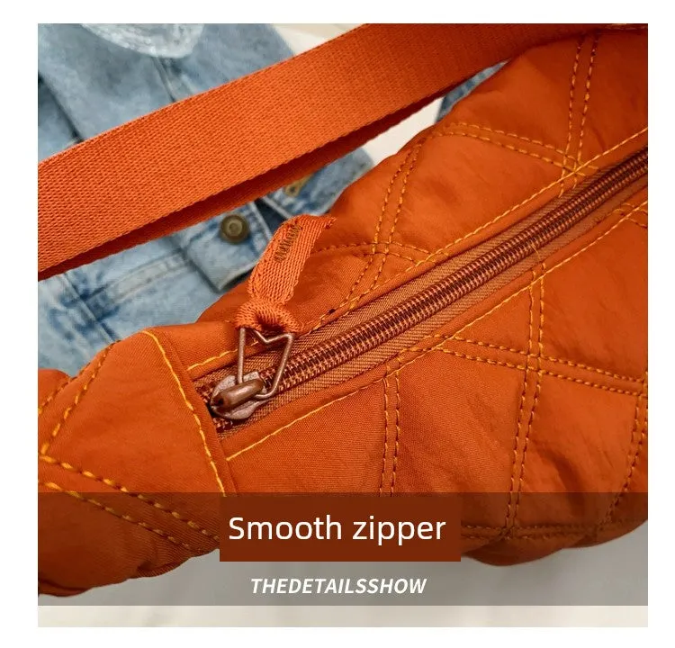 Canvas down Bag Female 2024 New Arrival Tide Fashion Shoulder Bag Quilted Tote Bag Easiest for Match Large-Capacity Crossbody Bag