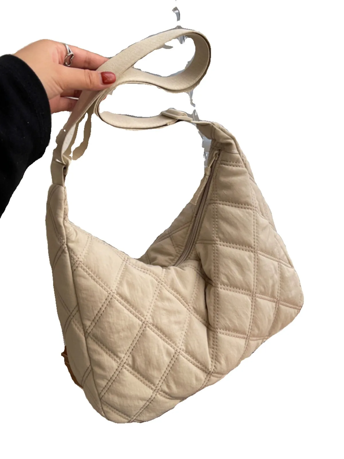 Canvas down Bag Female 2024 New Arrival Tide Fashion Shoulder Bag Quilted Tote Bag Easiest for Match Large-Capacity Crossbody Bag