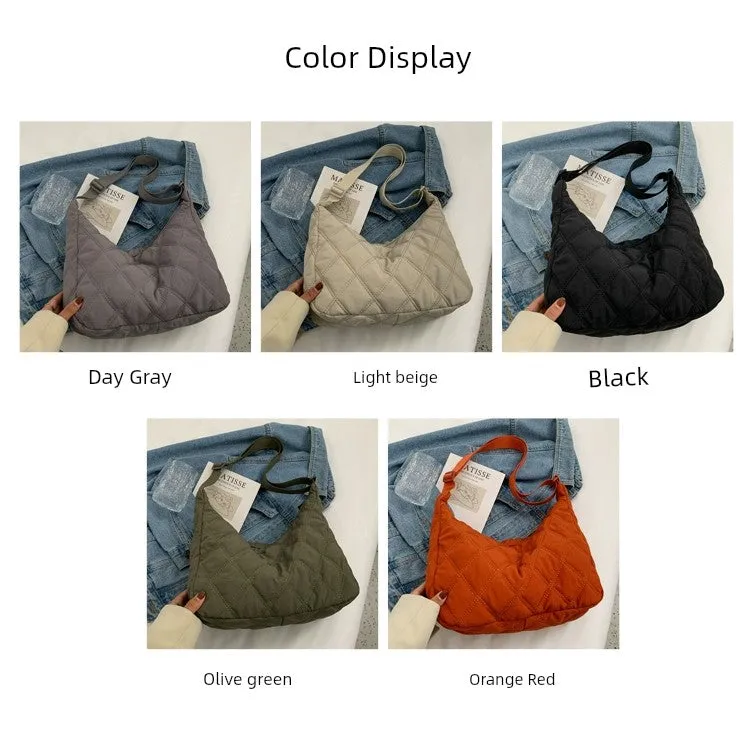 Canvas down Bag Female 2024 New Arrival Tide Fashion Shoulder Bag Quilted Tote Bag Easiest for Match Large-Capacity Crossbody Bag