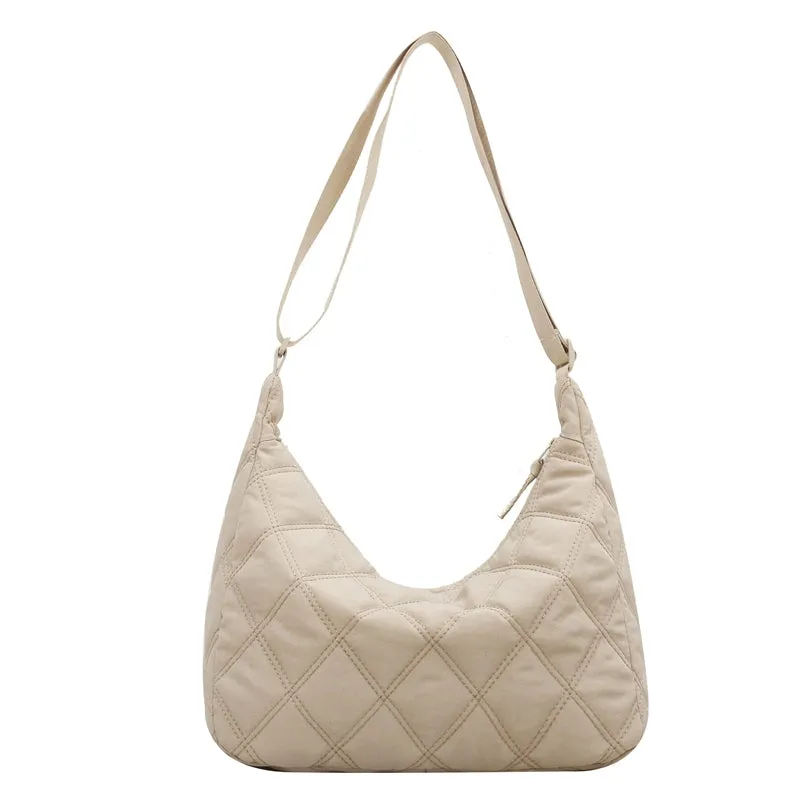 Canvas down Bag Female 2024 New Arrival Tide Fashion Shoulder Bag Quilted Tote Bag Easiest for Match Large-Capacity Crossbody Bag