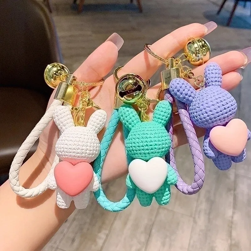 Cartoon Style Animal Heart Shape Resin Unisex Bag Pendant Keychain