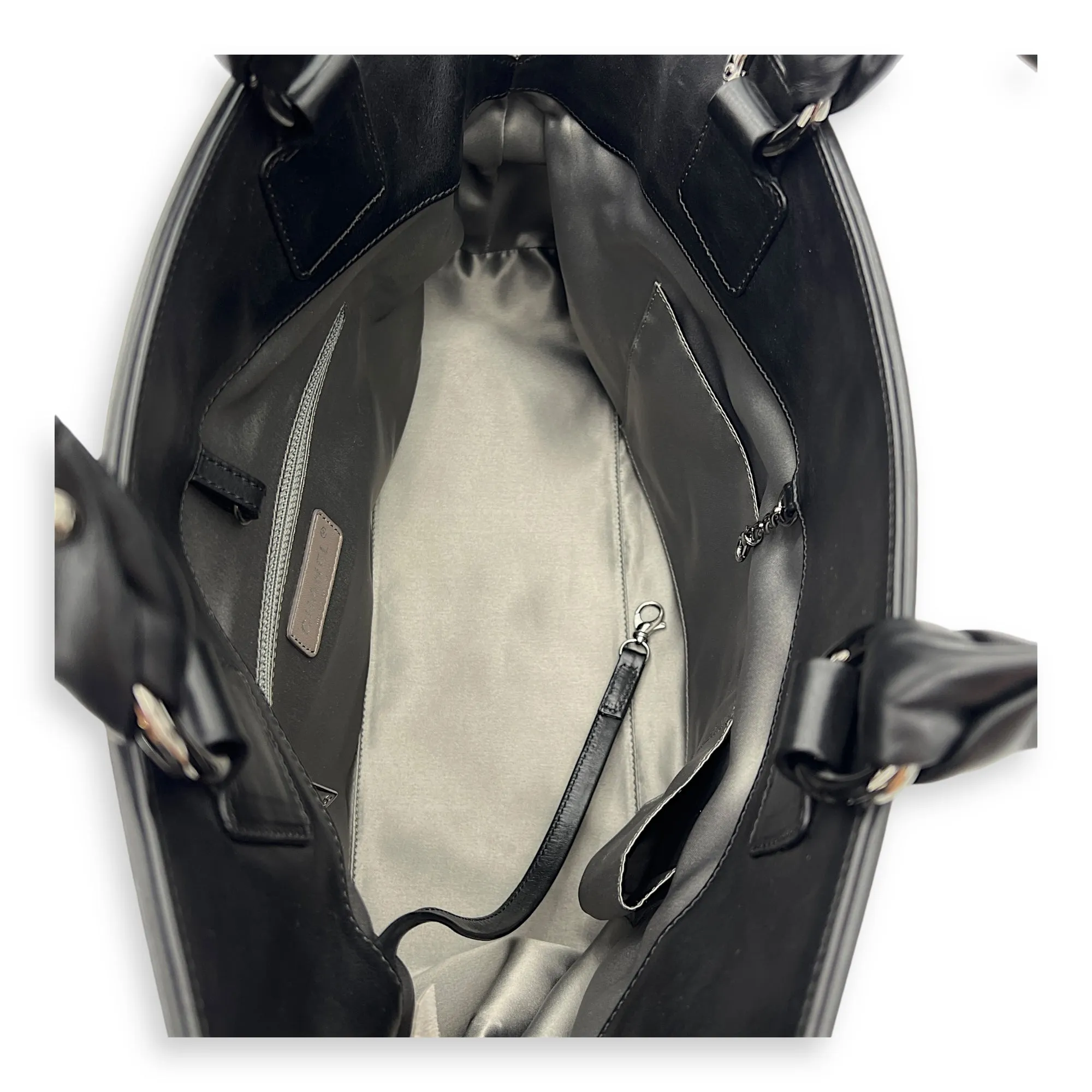 CC Shopping Black Tote Bag in Calfskin, Silver hardware