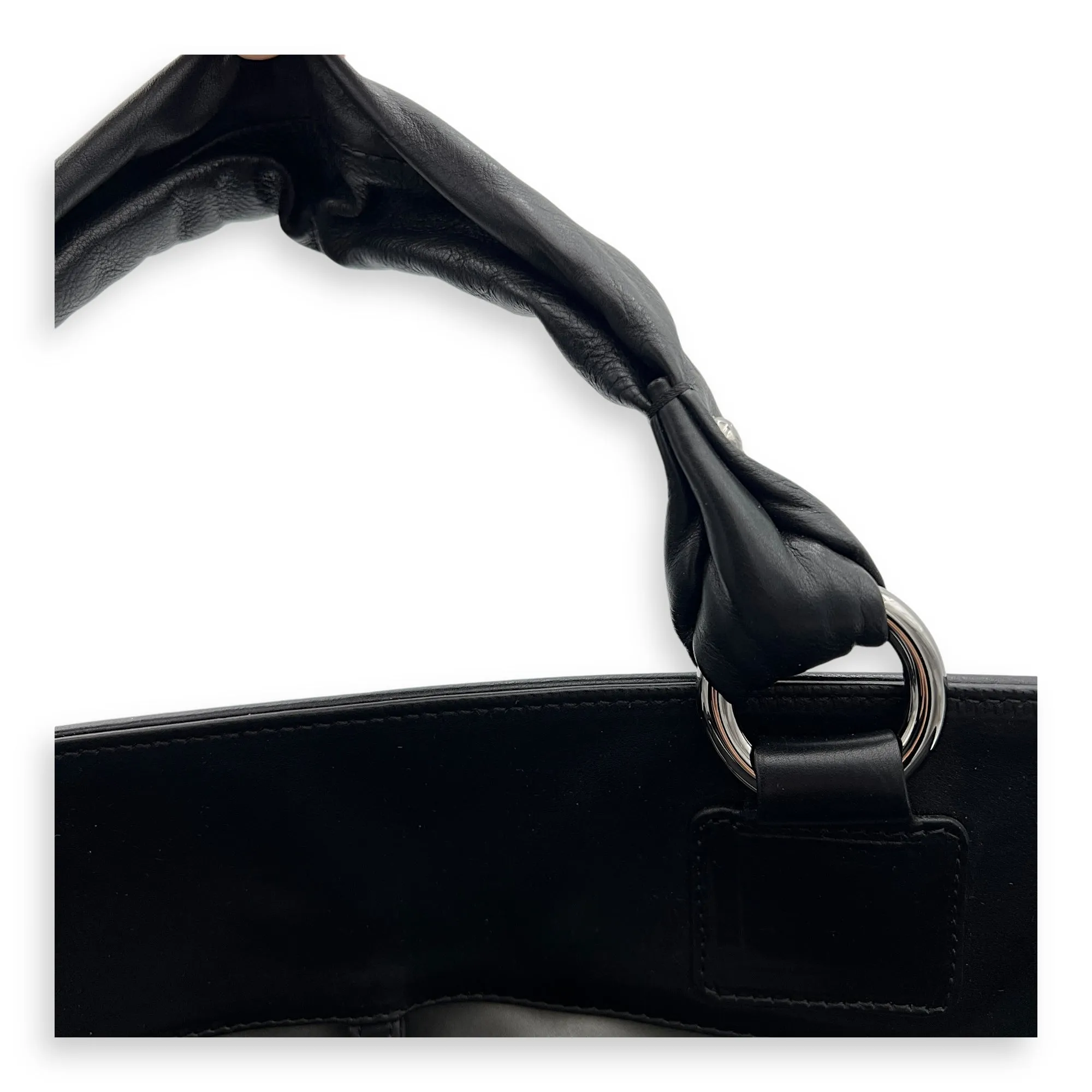 CC Shopping Black Tote Bag in Calfskin, Silver hardware