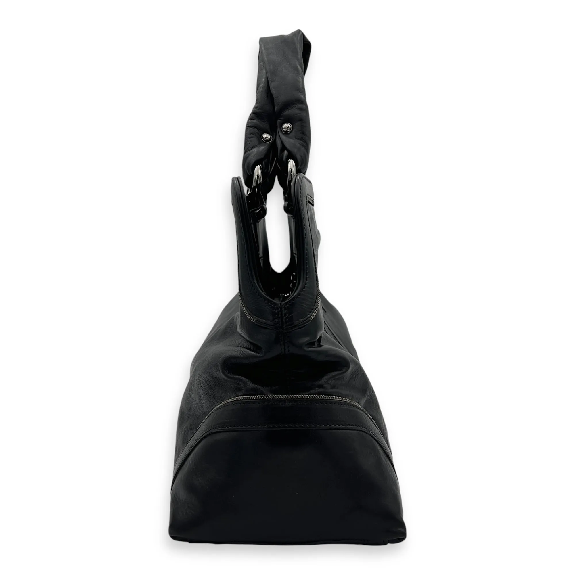 CC Shopping Black Tote Bag in Calfskin, Silver hardware