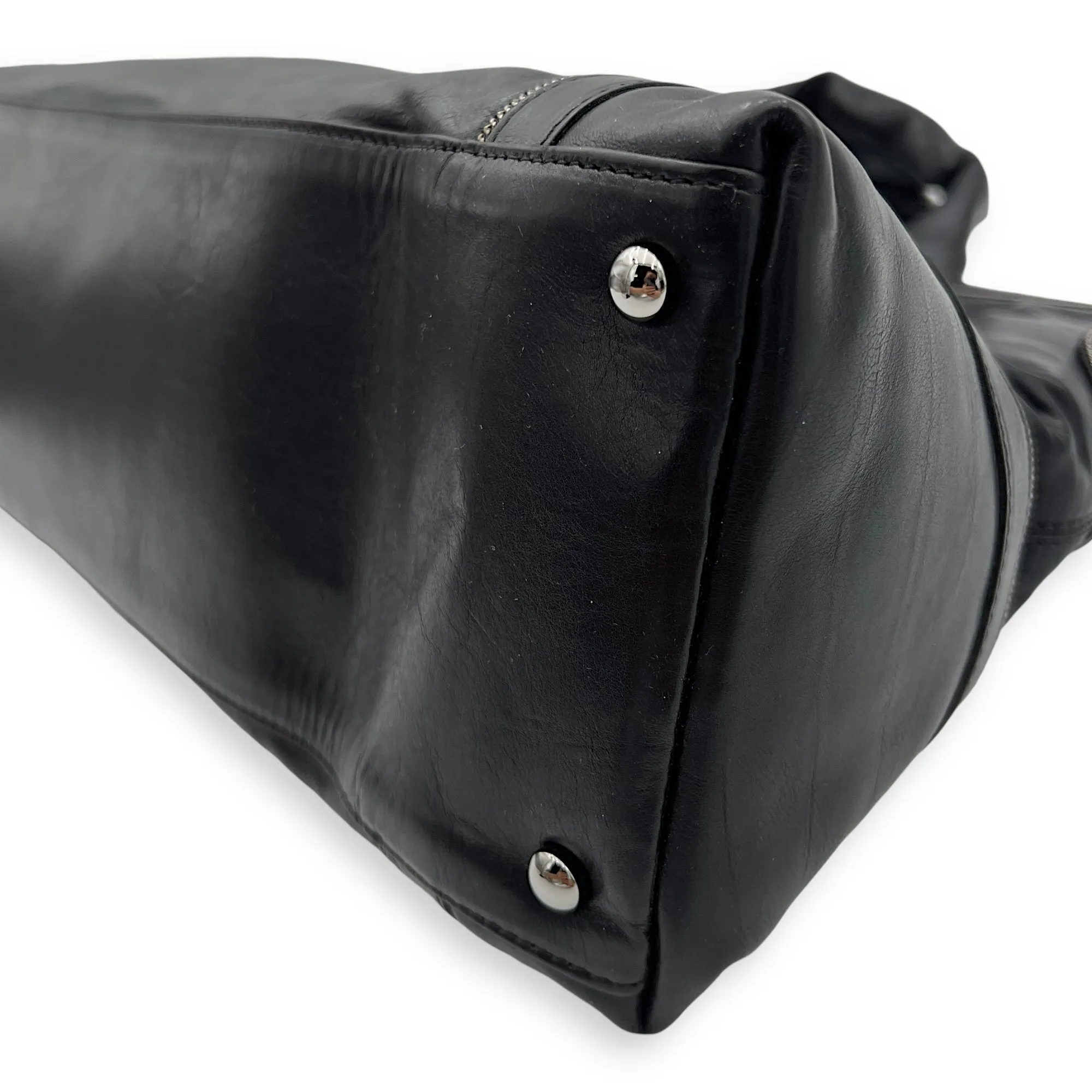 CC Shopping Black Tote Bag in Calfskin, Silver hardware