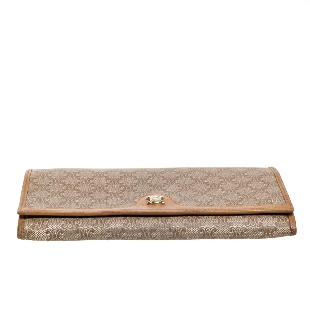 CELINE Beige Macadam Coated Canvas and Leather Wallet