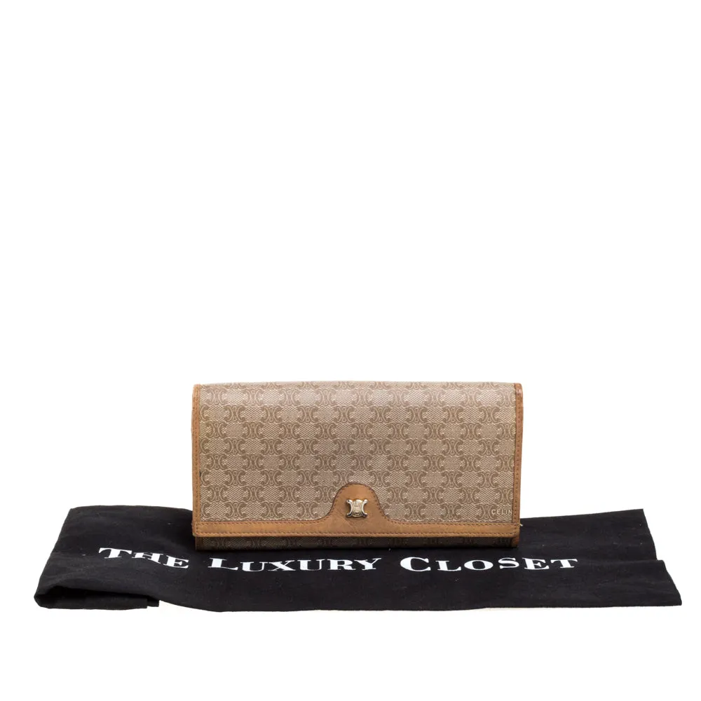 CELINE Beige Macadam Coated Canvas and Leather Wallet