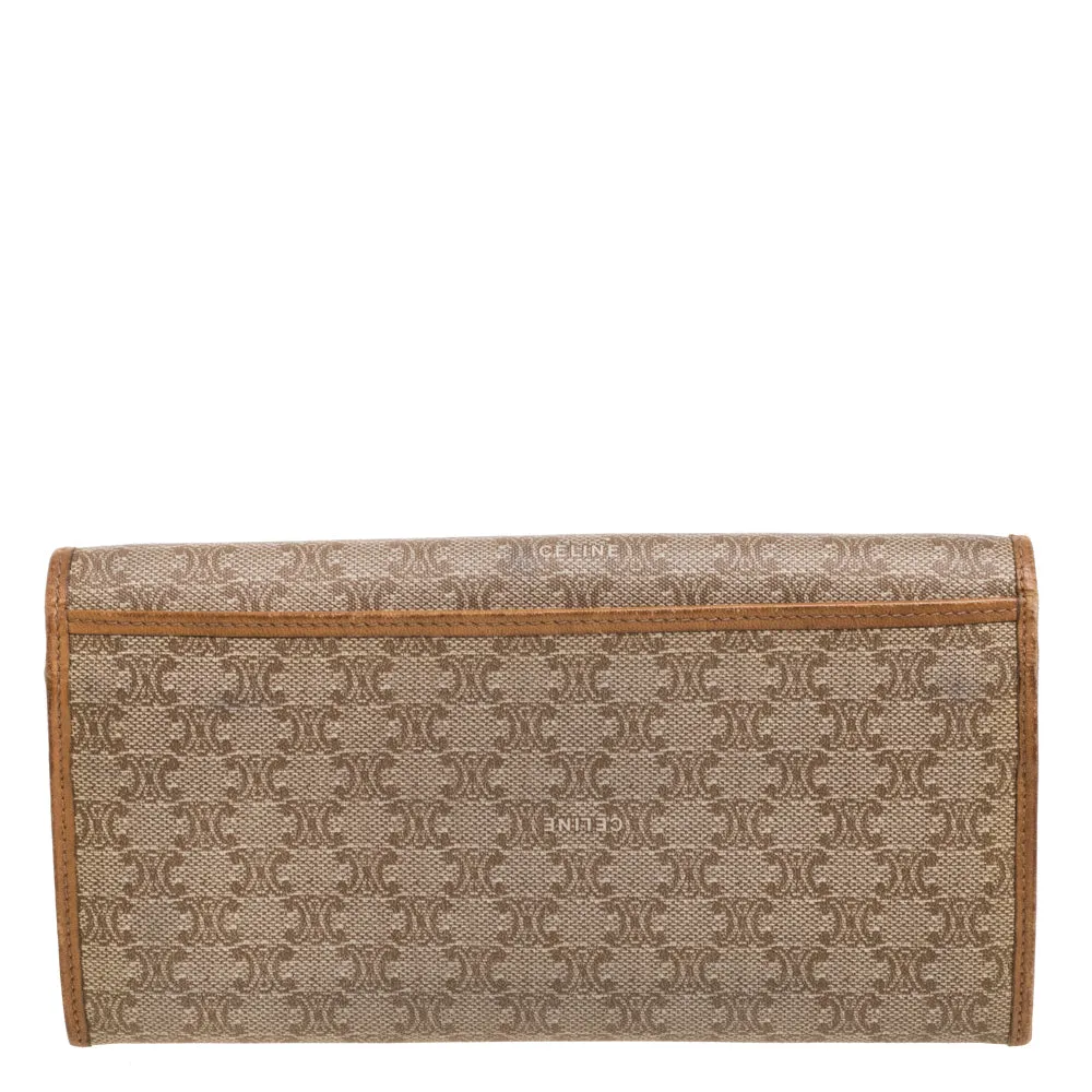 CELINE Beige Macadam Coated Canvas and Leather Wallet