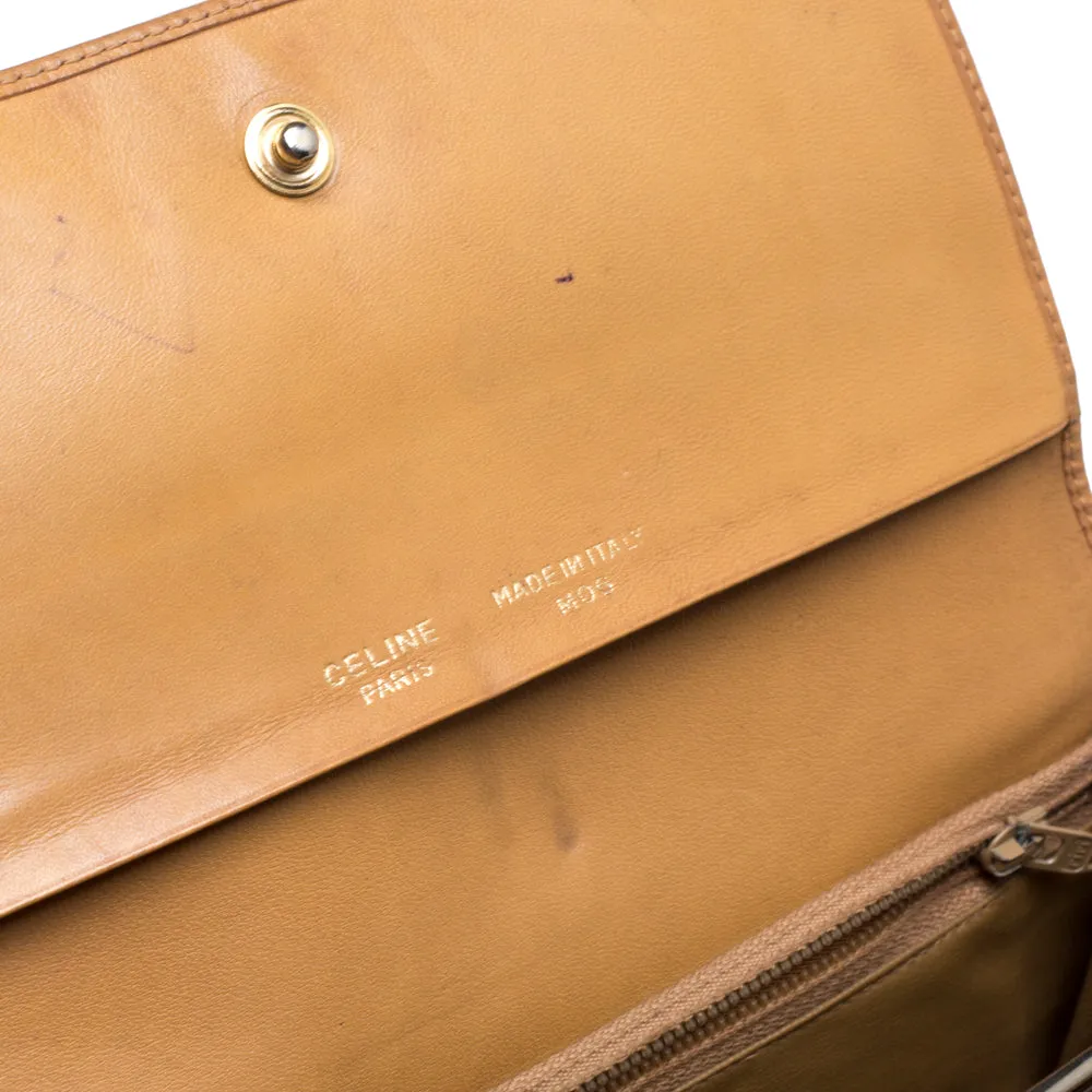 CELINE Beige Macadam Coated Canvas and Leather Wallet