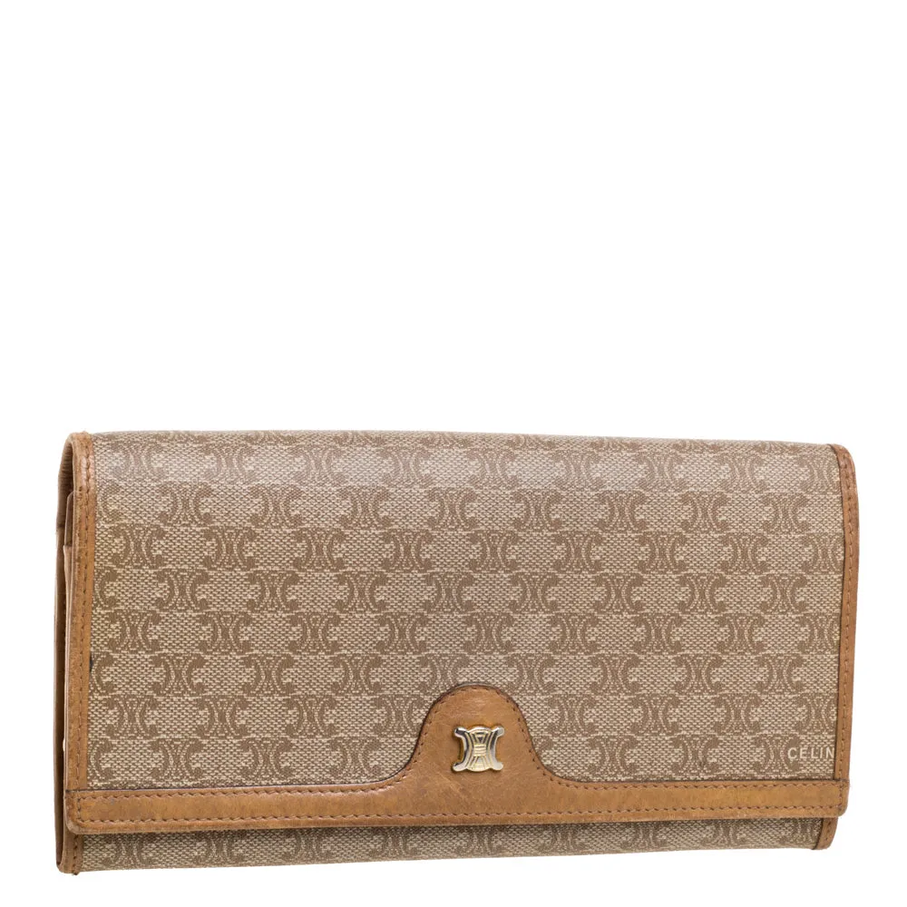 CELINE Beige Macadam Coated Canvas and Leather Wallet