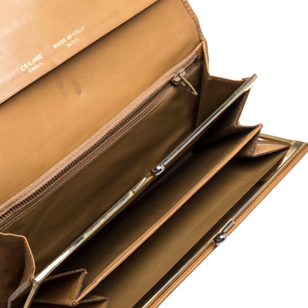 CELINE Beige Macadam Coated Canvas and Leather Wallet