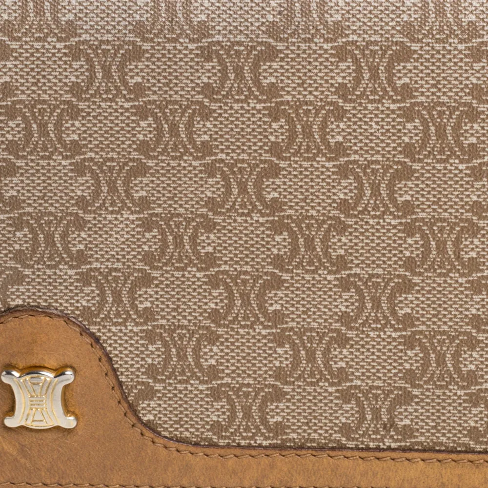 CELINE Beige Macadam Coated Canvas and Leather Wallet
