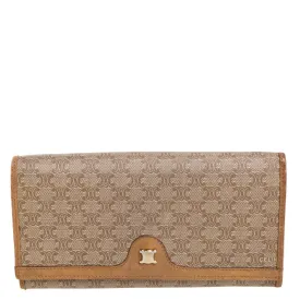 CELINE Beige Macadam Coated Canvas and Leather Wallet