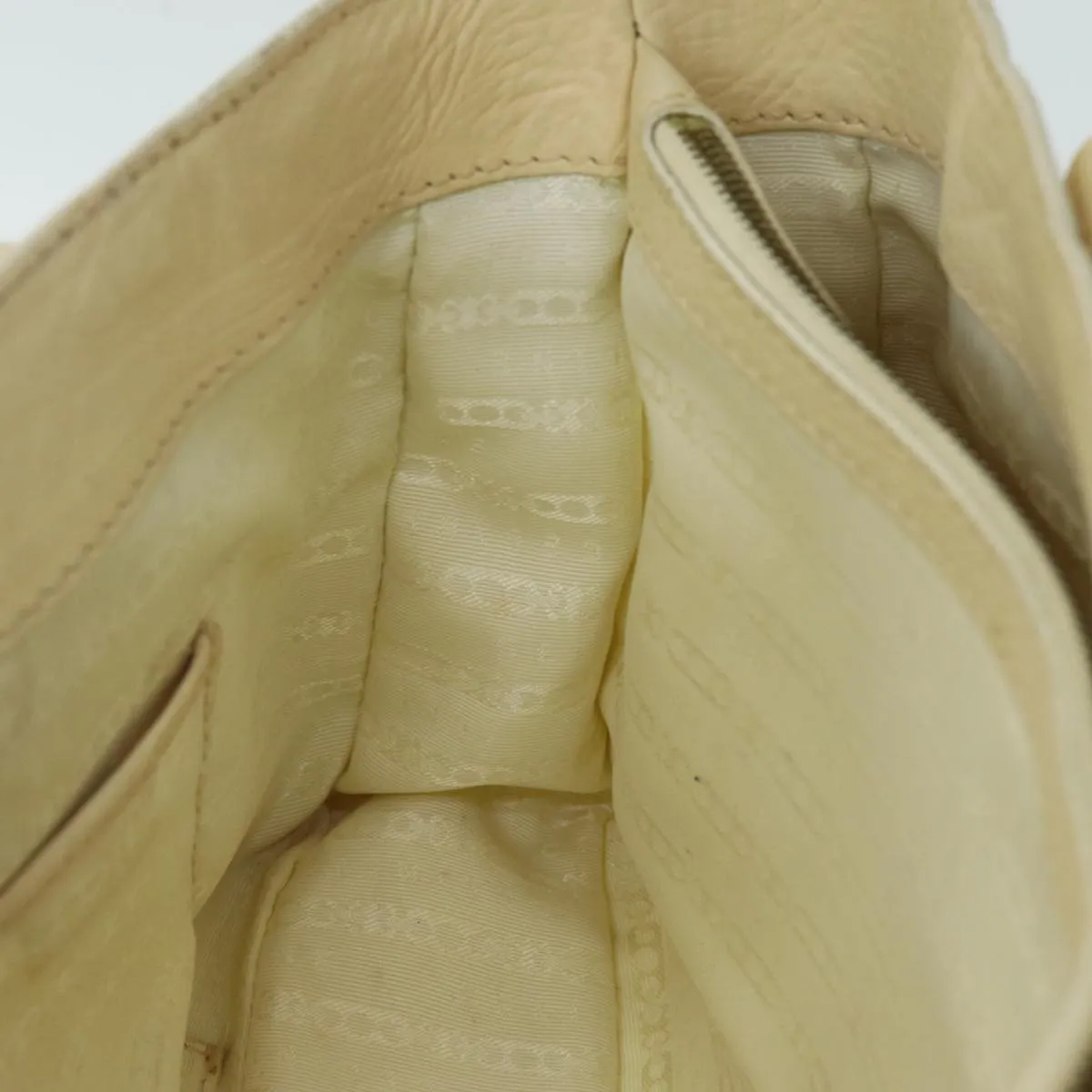 CELINE Boogie bag Hand Bag Leather Beige Auth bs14379