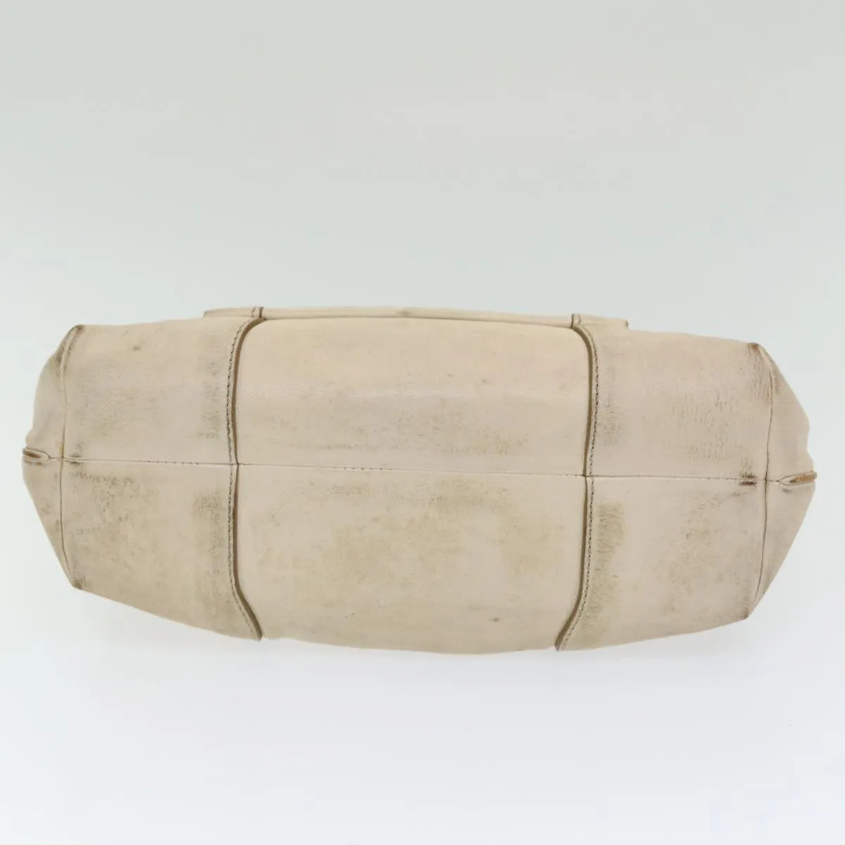 CELINE Boogie bag Hand Bag Leather Beige Silver Auth bs16783
